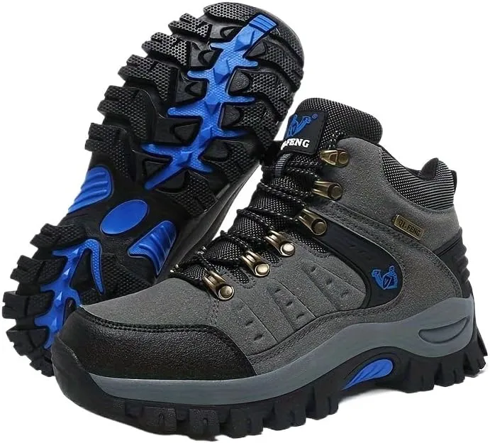 Men Hiking Shoes Mid Top Waterproof Boots Trekking Trails Outdoor Work Shoes Men's Trendy Durable Lace Up Hiking Boots, Comfy Non Slip Shoes for Men's Outdoor Activities