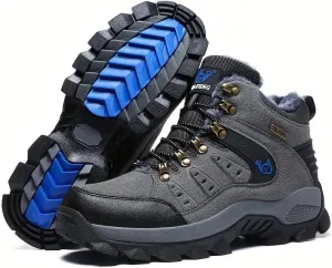 Men Hiking Shoes Mid Top Waterproof Boots Trekking Trails Outdoor Work Shoes Men's Trendy Durable Lace Up Hiking Boots, Comfy Non Slip Shoes for Men's Outdoor Activities