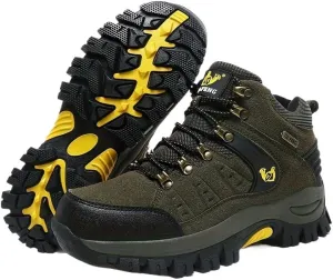 Men Hiking Shoes Mid Top Waterproof Boots Trekking Trails Outdoor Work Shoes Men's Trendy Durable Lace Up Hiking Boots, Comfy Non Slip Shoes for Men's Outdoor Activities