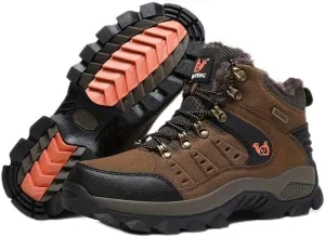 Men Hiking Shoes Mid Top Waterproof Boots Trekking Trails Outdoor Work Shoes Men's Trendy Durable Lace Up Hiking Boots, Comfy Non Slip Shoes for Men's Outdoor Activities
