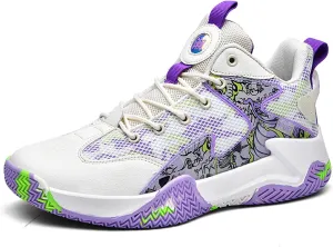 Men's Breathable Mesh Lace Up Basketball Shoes Fashion High-Top Non-Slip Sneakers Casual Gym Sports Tennis Jogging Shoes