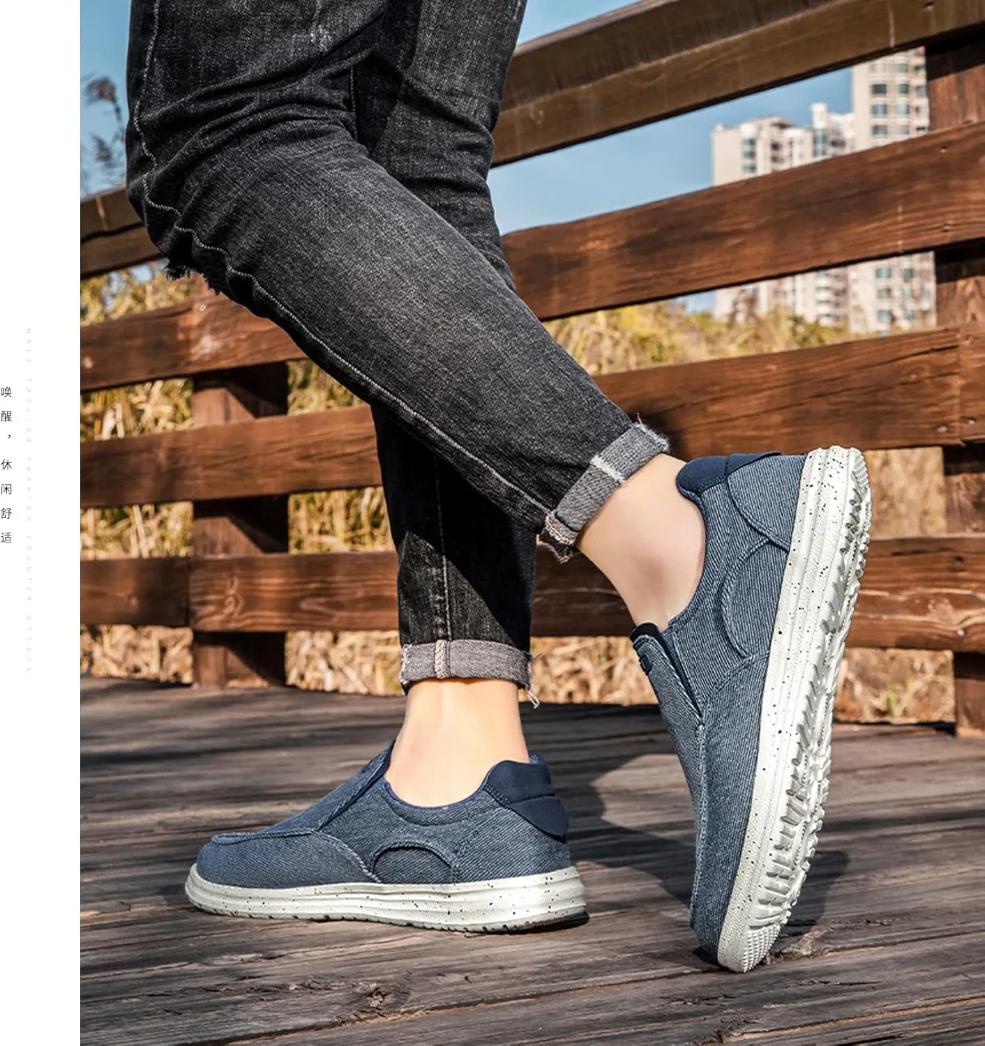 Mens Canvas Casual Loafers One Stirrup Walking Shoes,Lightweight Comfortable Hiking Sports Driving Shoes,Orthopedic Diabetic Slip Resistant Shoes