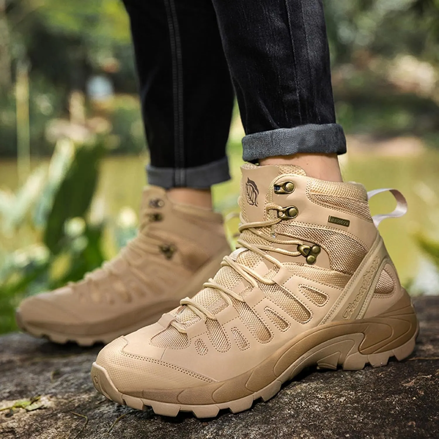 Men's Hiking Shoes Non Slip Water proof Trekking Outdoor Training Boots Fashionable Simple Solid Color Thick Sole Comfortable Lace Up Casual Winter Ankle Boots