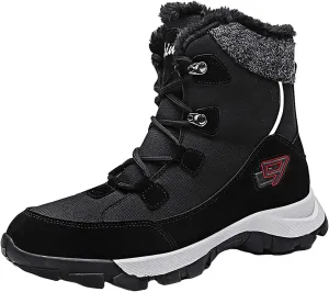 Men's Insulated Waterproof Hiking Snow Boots Fur Lined Winter Boot Non-Slip Outdoor Ankle High-top Shoes