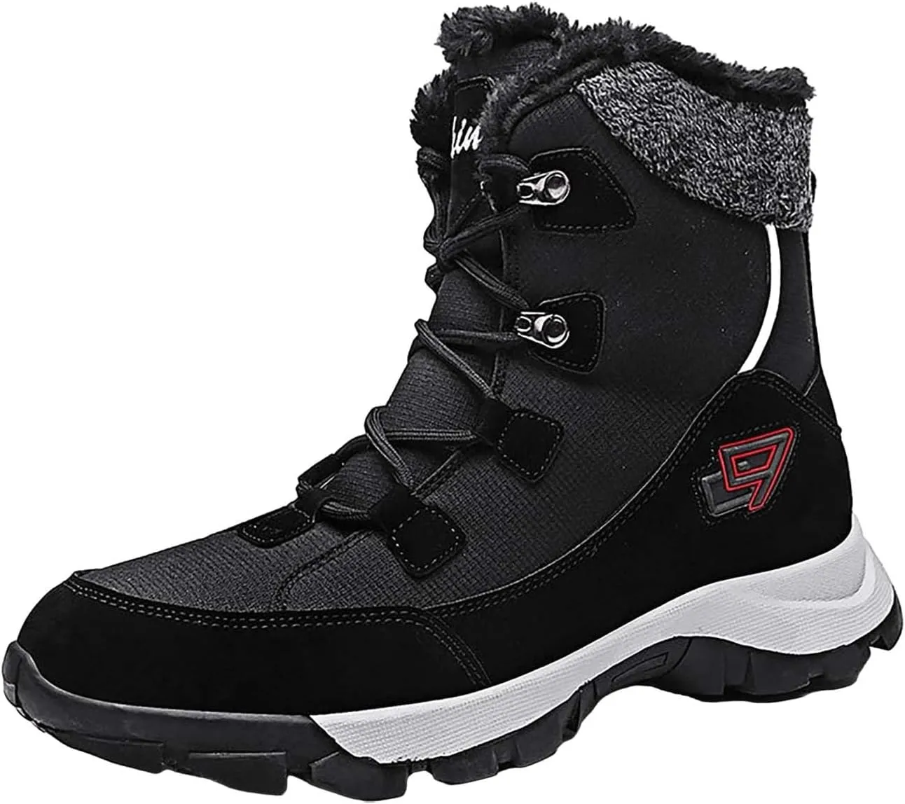 Men's Insulated Waterproof Hiking Snow Boots Fur Lined Winter Boot Non-Slip Outdoor Ankle High-top Shoes