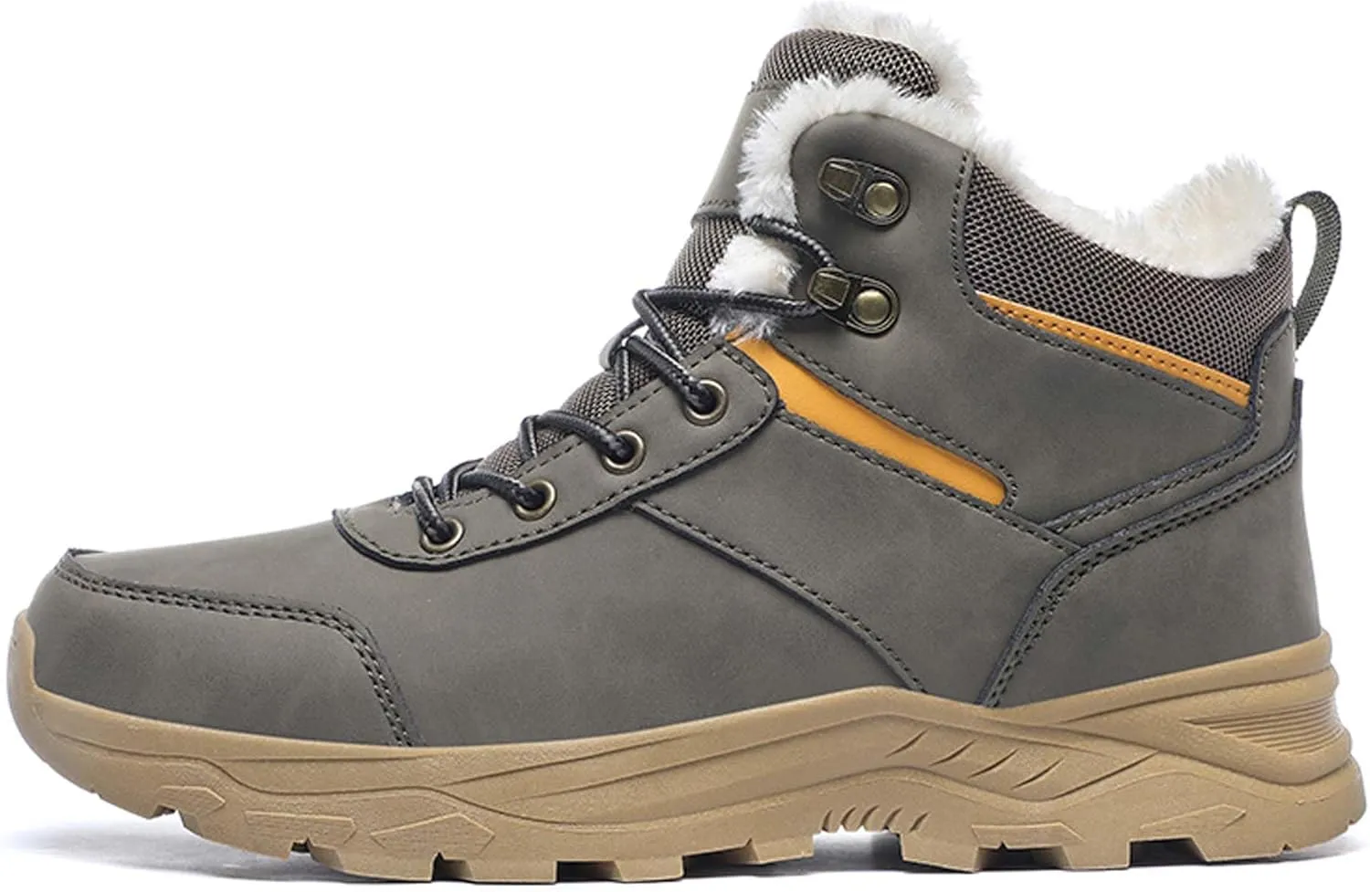Men's Snow Boots Winter Warm Hiking Ankle Boots Outdoor Non-Slip Hiking Boots Fur Lined Warm Casual Winter Work Boots-Men's Large Size-6-14 US Size