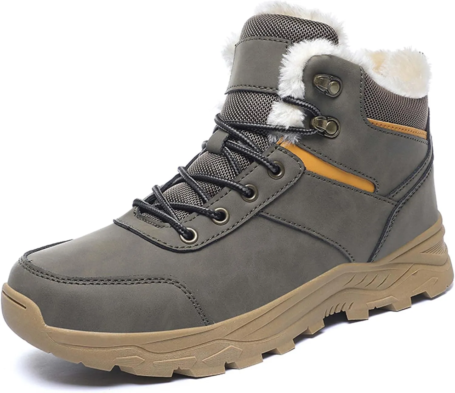 Men's Snow Boots Winter Warm Hiking Ankle Boots Outdoor Non-Slip Hiking Boots Fur Lined Warm Casual Winter Work Boots-Men's Large Size-6-14 US Size