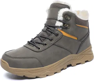 Men's Snow Boots Winter Warm Hiking Ankle Boots Outdoor Non-Slip Hiking Boots Fur Lined Warm Casual Winter Work Boots-Men's Large Size-6-14 US Size