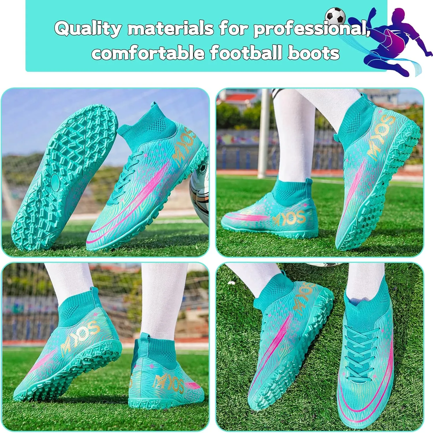 Men's Soccer Shoes Boys Professional High-Top Football Shoes Youth Outdoor Indoor Turf Soccer Cleats