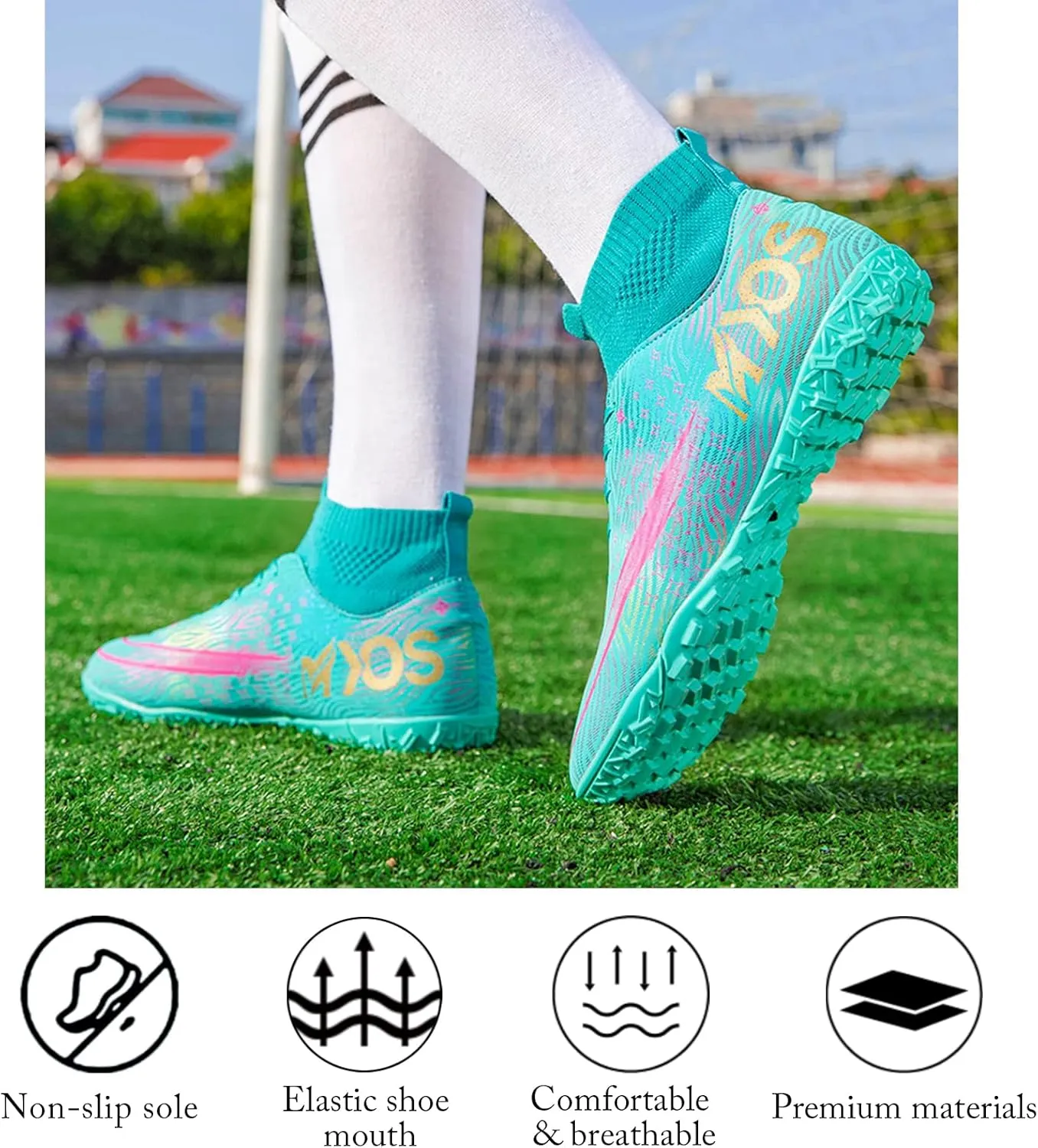 Men's Soccer Shoes Boys Professional High-Top Football Shoes Youth Outdoor Indoor Turf Soccer Cleats