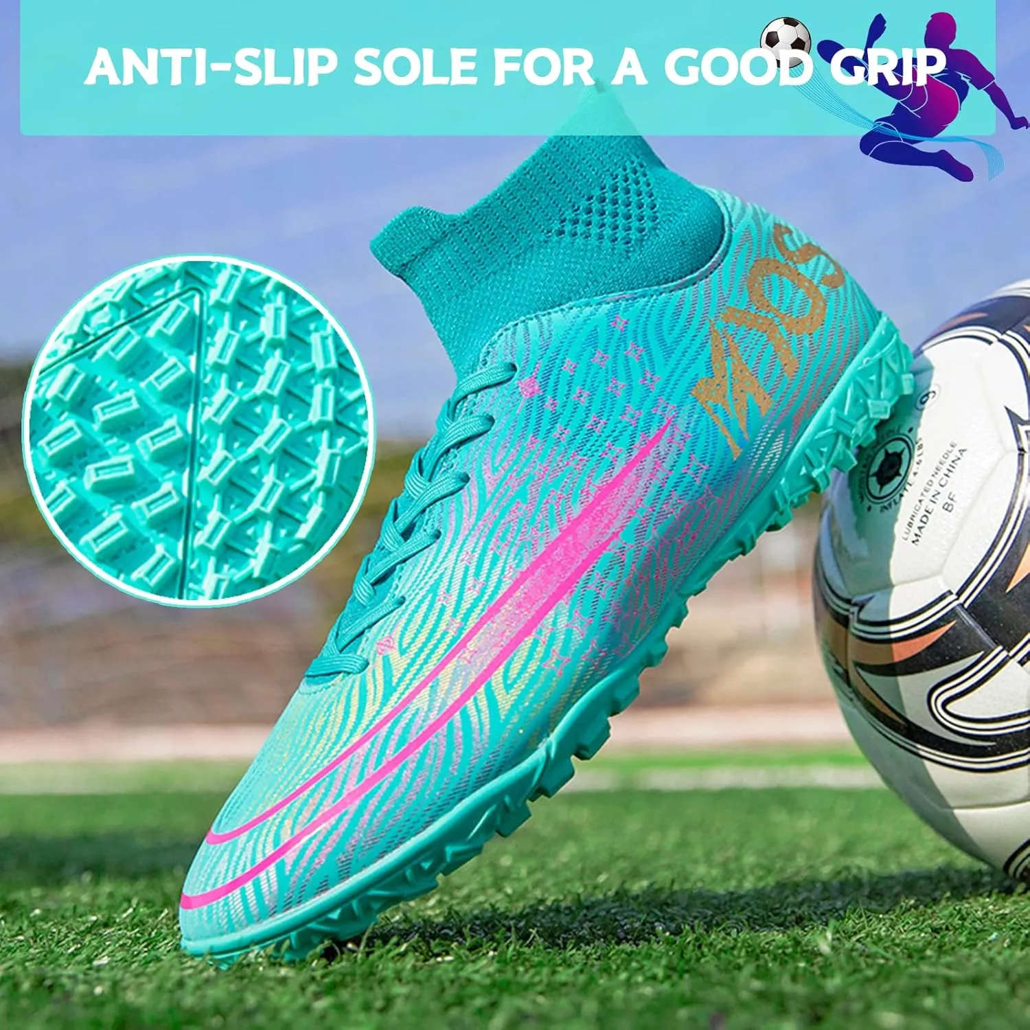 Men's Soccer Shoes Boys Professional High-Top Football Shoes Youth Outdoor Indoor Turf Soccer Cleats