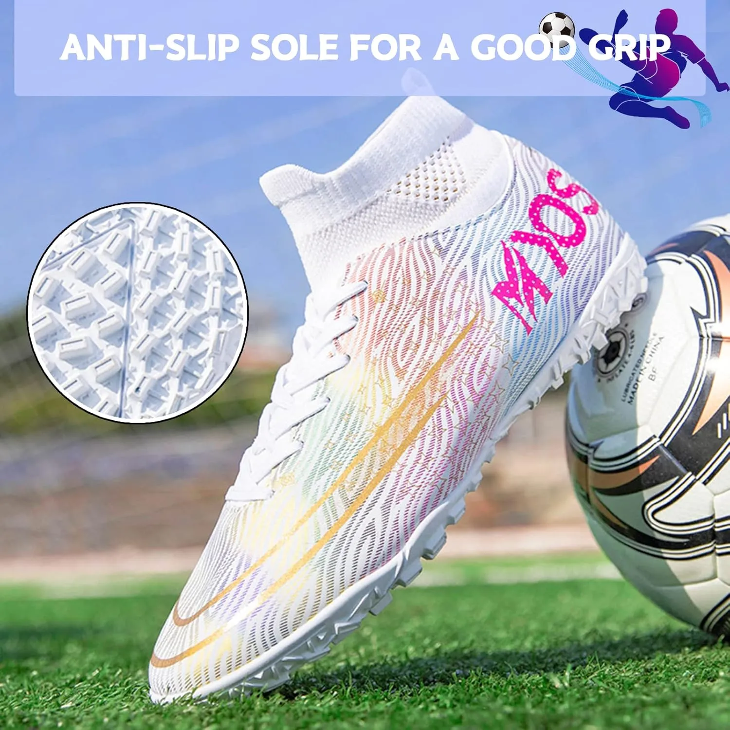 Men's Soccer Shoes Boys Professional High-Top Football Shoes Youth Outdoor Indoor Turf Soccer Cleats