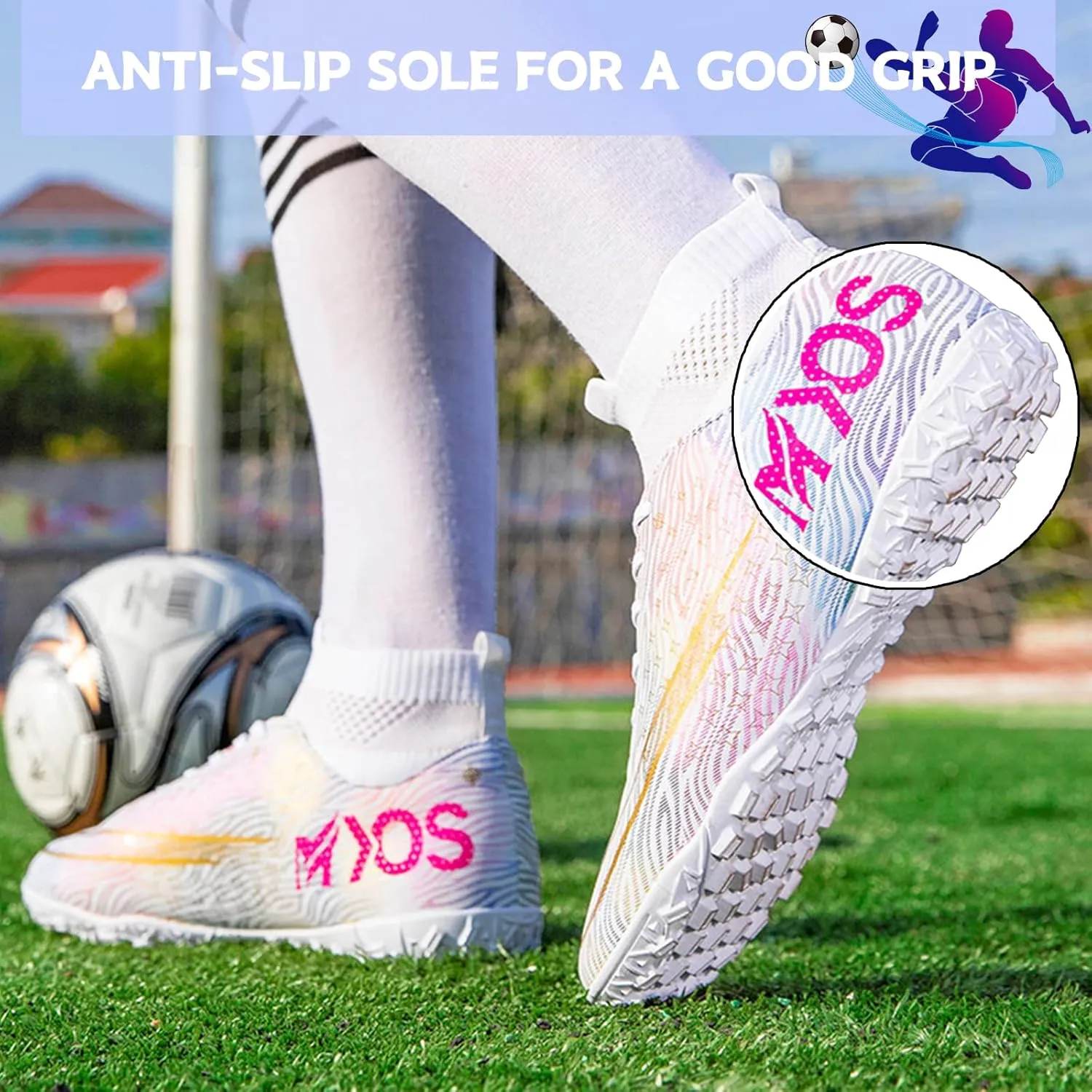 Men's Soccer Shoes Boys Professional High-Top Football Shoes Youth Outdoor Indoor Turf Soccer Cleats