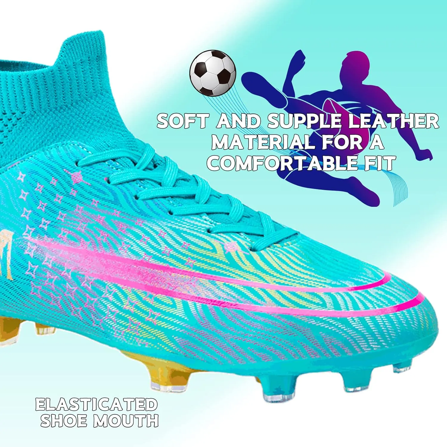 Men's Soccer Shoes Boys Professional High-Top Football Shoes Youth Outdoor Indoor Turf Soccer Cleats