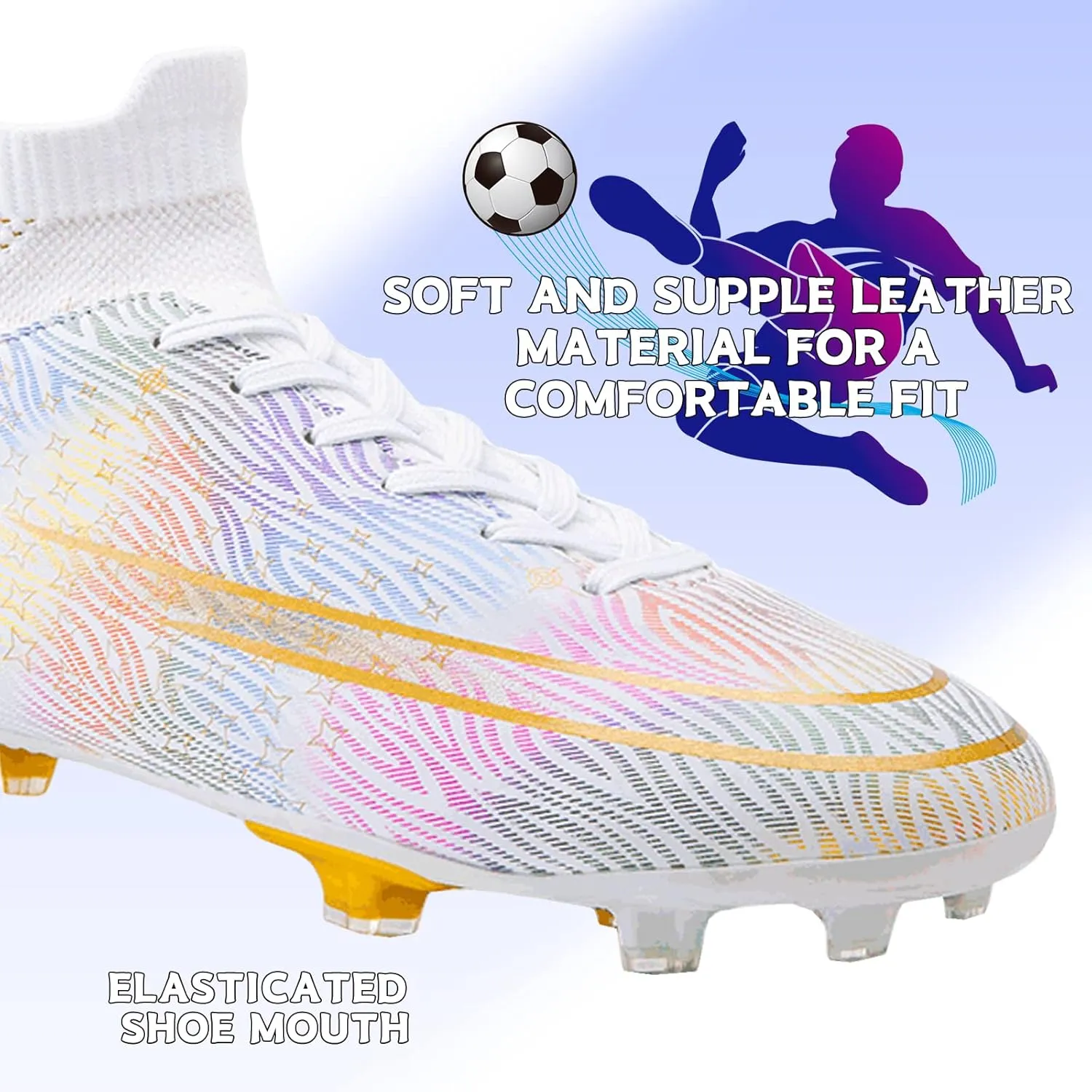 Men's Soccer Shoes Boys Professional High-Top Football Shoes Youth Outdoor Indoor Turf Soccer Cleats