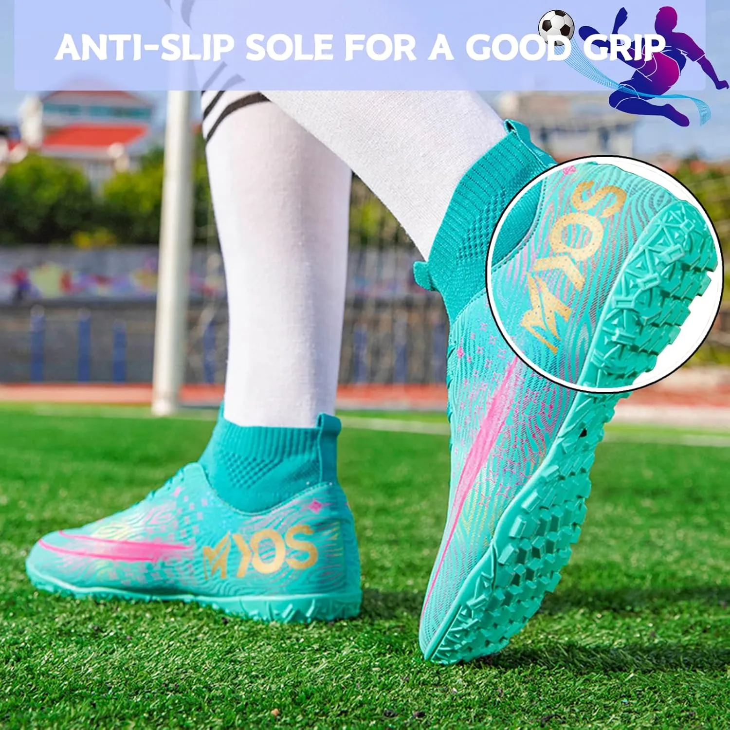 Men's Soccer Shoes Boys Professional High-Top Football Shoes Youth Outdoor Indoor Turf Soccer Cleats