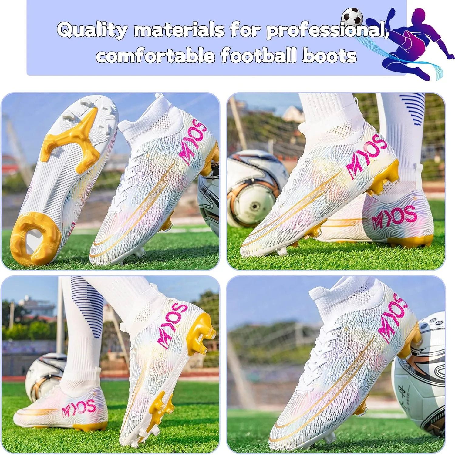 Men's Soccer Shoes Boys Professional High-Top Football Shoes Youth Outdoor Indoor Turf Soccer Cleats