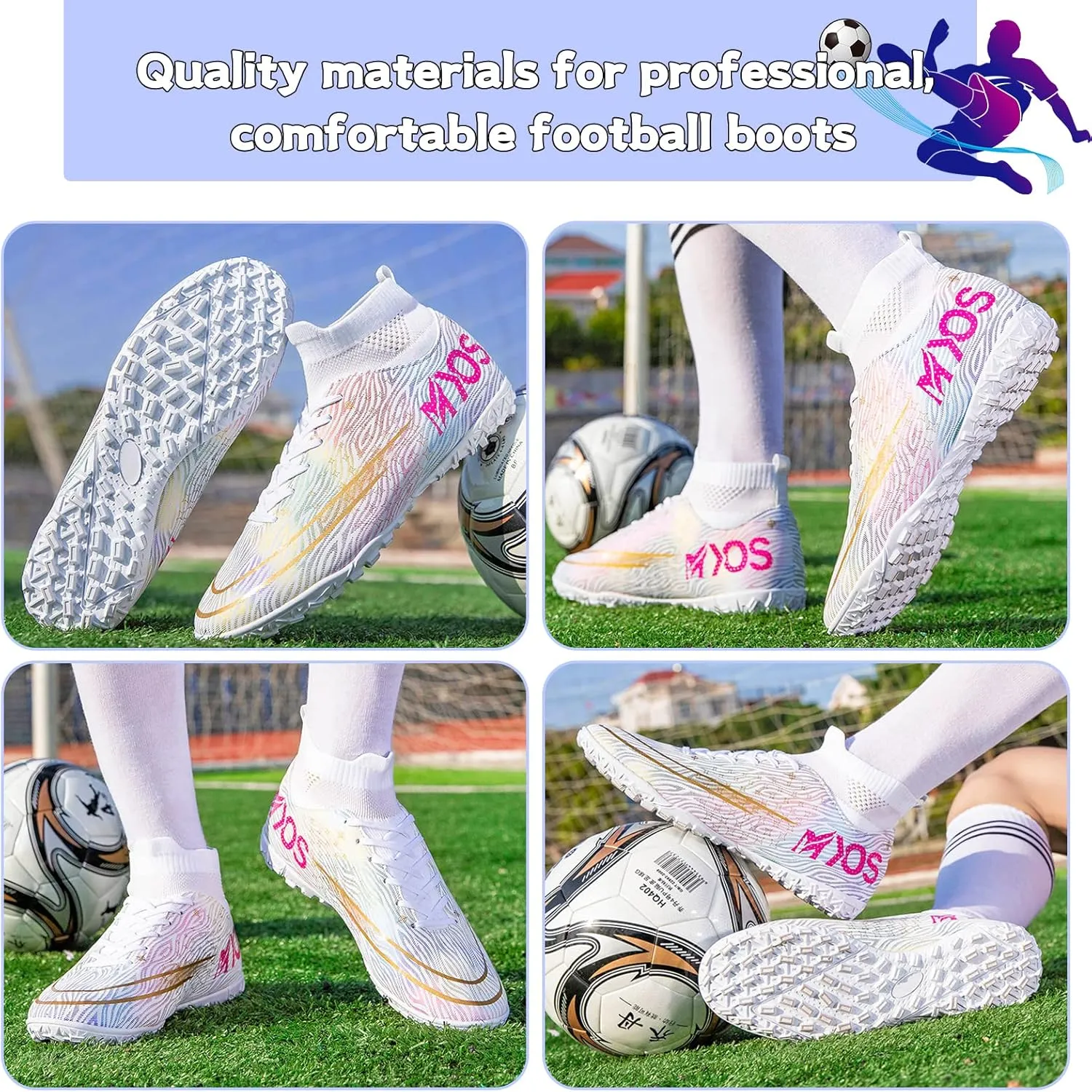 Men's Soccer Shoes Boys Professional High-Top Football Shoes Youth Outdoor Indoor Turf Soccer Cleats