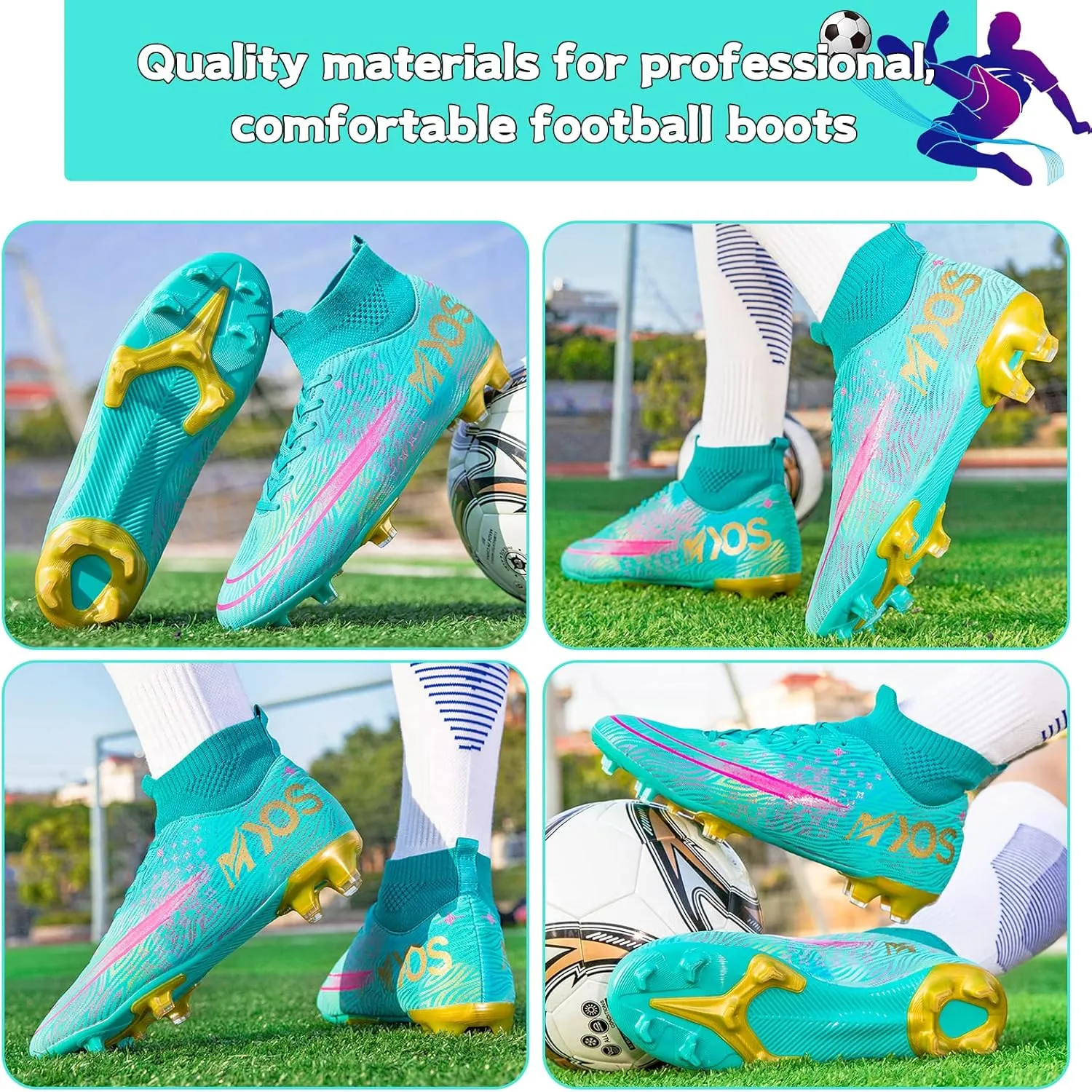 Men's Soccer Shoes Boys Professional High-Top Football Shoes Youth Outdoor Indoor Turf Soccer Cleats