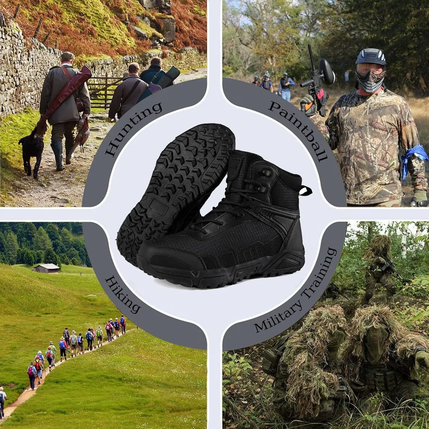 Mens Tactical Combat Boots | Waterproof, Lightweight, Slip-Resistant Hiking Boots for Outdoor, Work, and Military Use