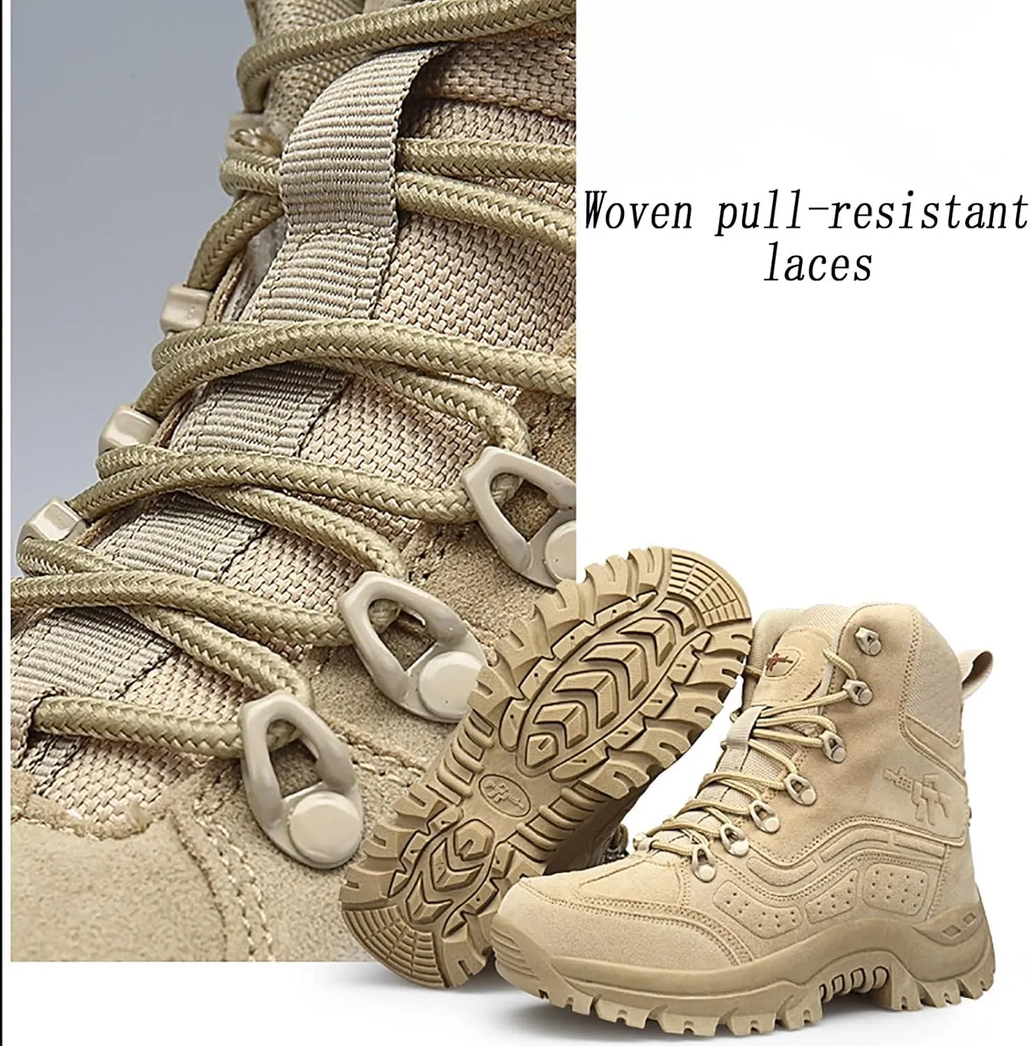 Men's Ultralight Tactical Boots, Comfort Breathable Waterproof Rubber Cushioning Outsole Hiking Shoes, for Outdoor Lace-up Sports Durable Military Boots