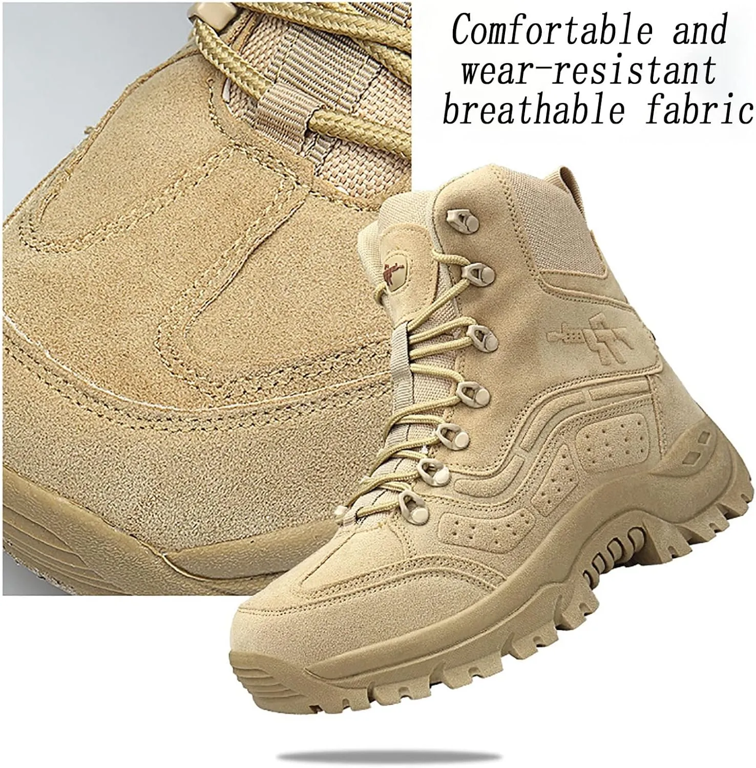 Men's Ultralight Tactical Boots, Comfort Breathable Waterproof Rubber Cushioning Outsole Hiking Shoes, for Outdoor Lace-up Sports Durable Military Boots