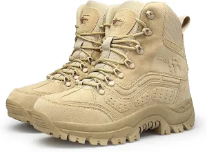 Men's Ultralight Tactical Boots, Comfort Breathable Waterproof Rubber Cushioning Outsole Hiking Shoes, for Outdoor Lace-up Sports Durable Military Boots