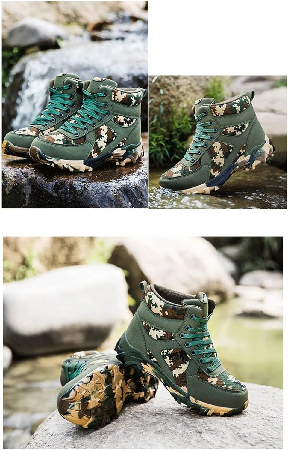 Men's Winter Waterproof Snow Boots, Mens Camouflage Waterproof Fur Lined Winter Hiking Snow Boot, Warm Anti Slip Comfortable Lace up Ankle Boots, for Hiking, Walking, Camping, Athletic