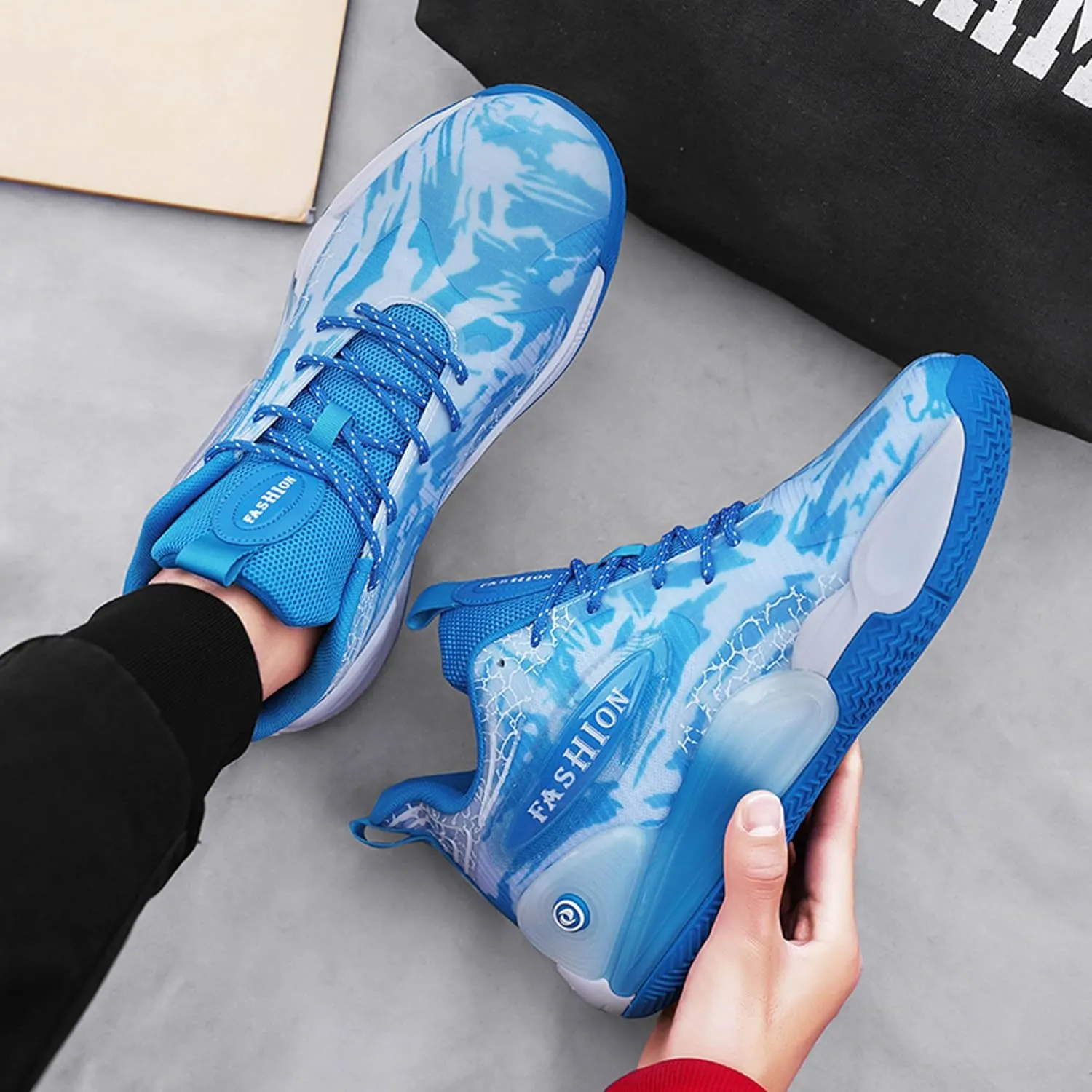 Men's Women's Multi-Color Graffiti Mesh Lightweight Anti Slip Arch Support Casual Training Sports Basketball Shoes, Comfortable Wide Version Road Running Shoes, Street Youth Team Athletic Shoes