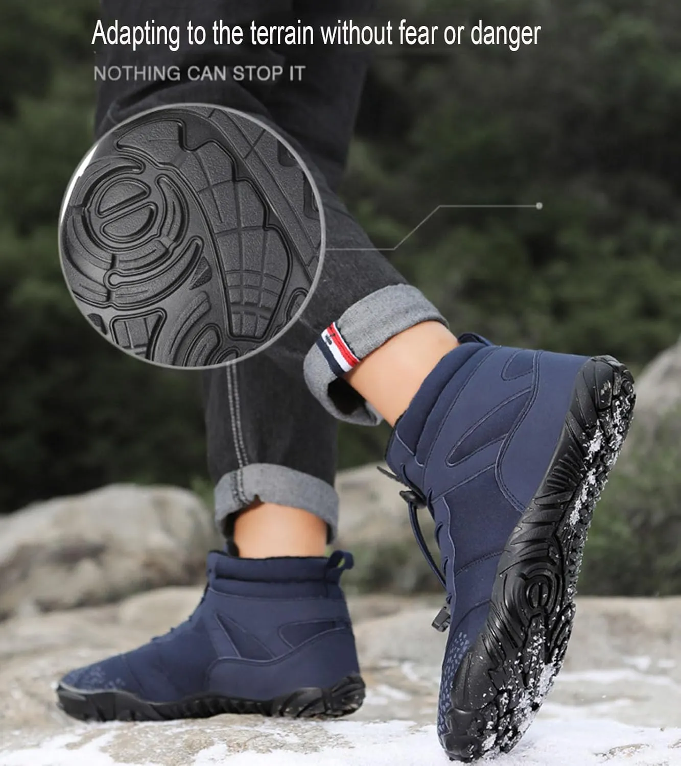 Myallfeet Barefoot Shoes Unisex Winter Boots Men's And Women's Outdoor Anti-Skid And Warm Insulation Hiking Cotton Boots Comfortable Fur Lined Snow Boots
