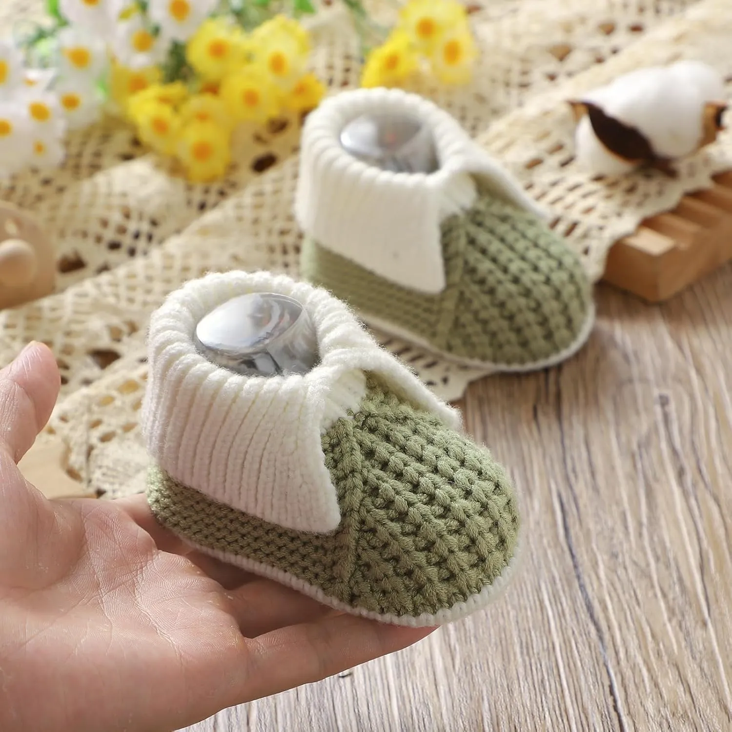 Neiwech Baby Booties Newborn Knit Infant Sock Shoes Soft Cozy Crochet Booties for Toddler Boy Girl