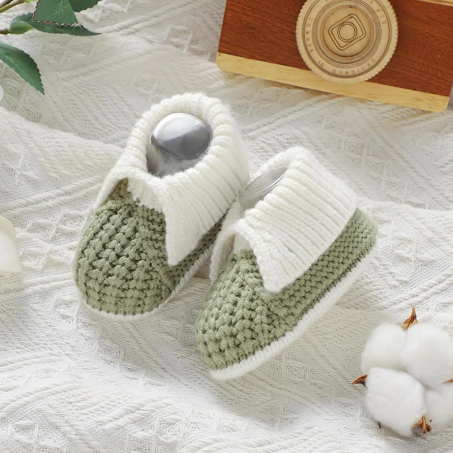 Neiwech Baby Booties Newborn Knit Infant Sock Shoes Soft Cozy Crochet Booties for Toddler Boy Girl
