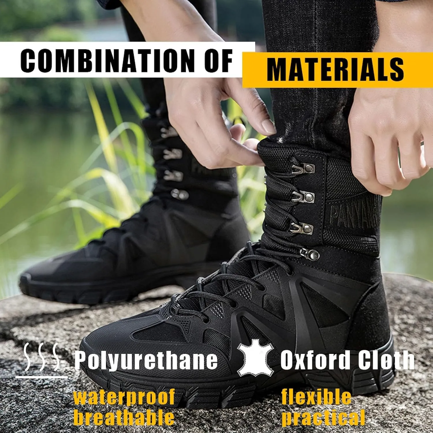 Outdoor Tactical Boots for Men | Waterproof, Lightweight, and Anti-Slip Combat Shoes for Hiking, Work, and Hunting