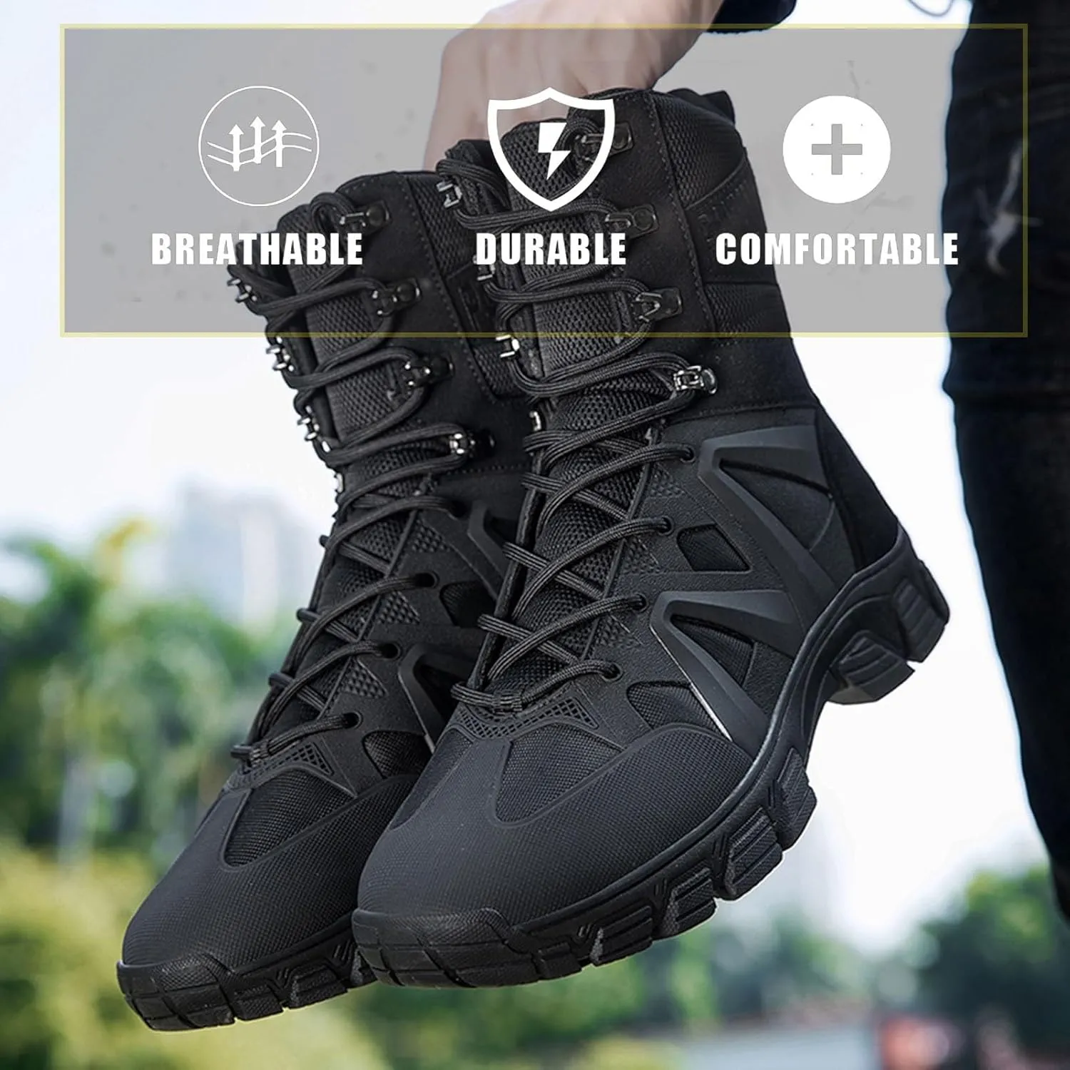 Outdoor Tactical Boots for Men | Waterproof, Lightweight, and Anti-Slip Combat Shoes for Hiking, Work, and Hunting