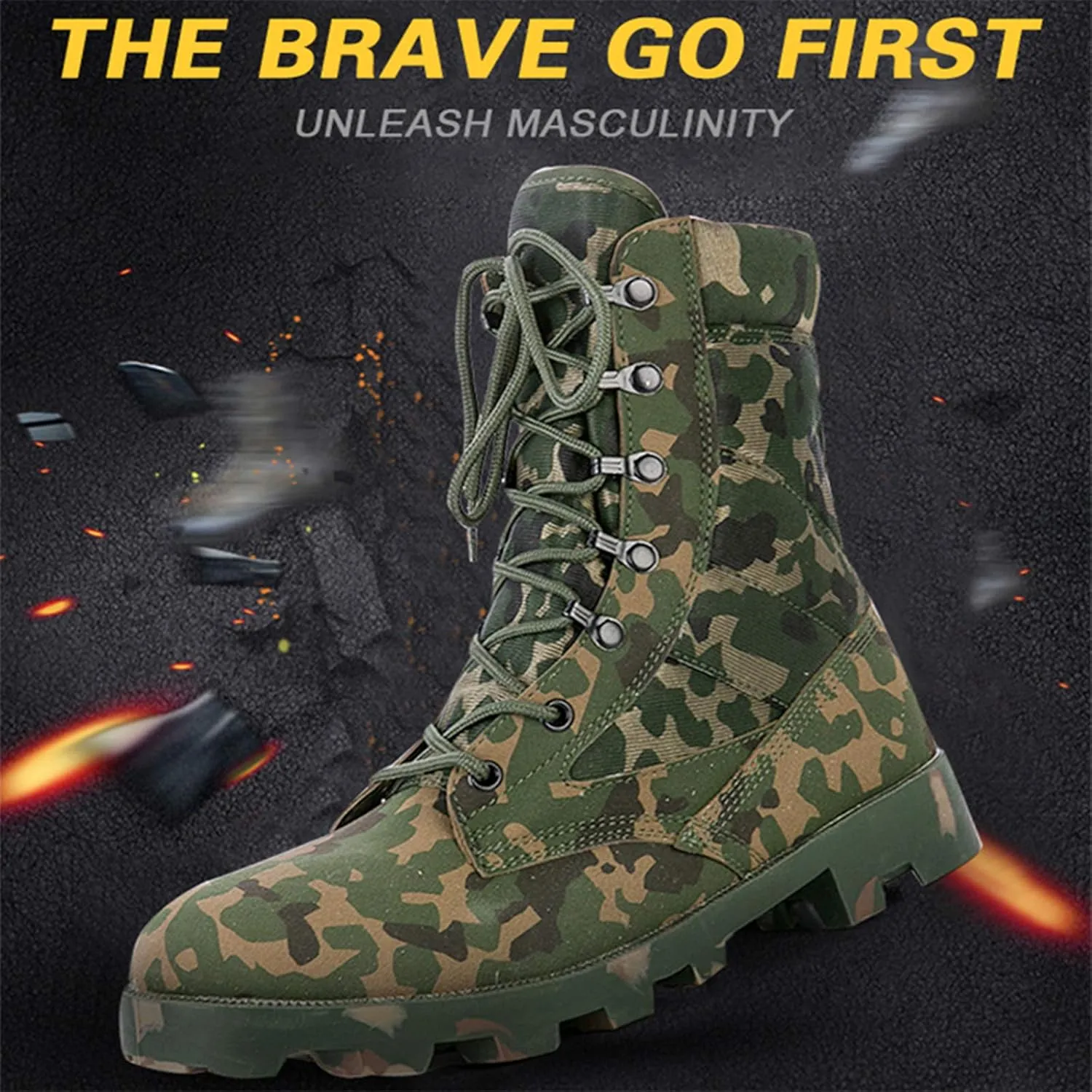 Outdoor Tactical Boots, Men Camouflage Military Combat Boots, Non-Slip Wearable Hiking Shoes, Autumn Hiking Shoes, Comfortable Breathable