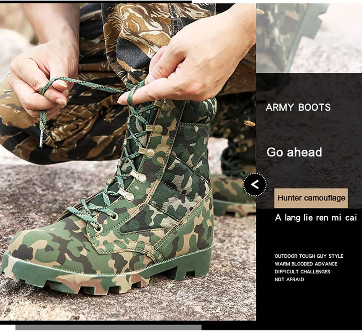 Outdoor Tactical Boots, Men Camouflage Military Combat Boots, Non-Slip Wearable Hiking Shoes, Autumn Hiking Shoes, Comfortable Breathable