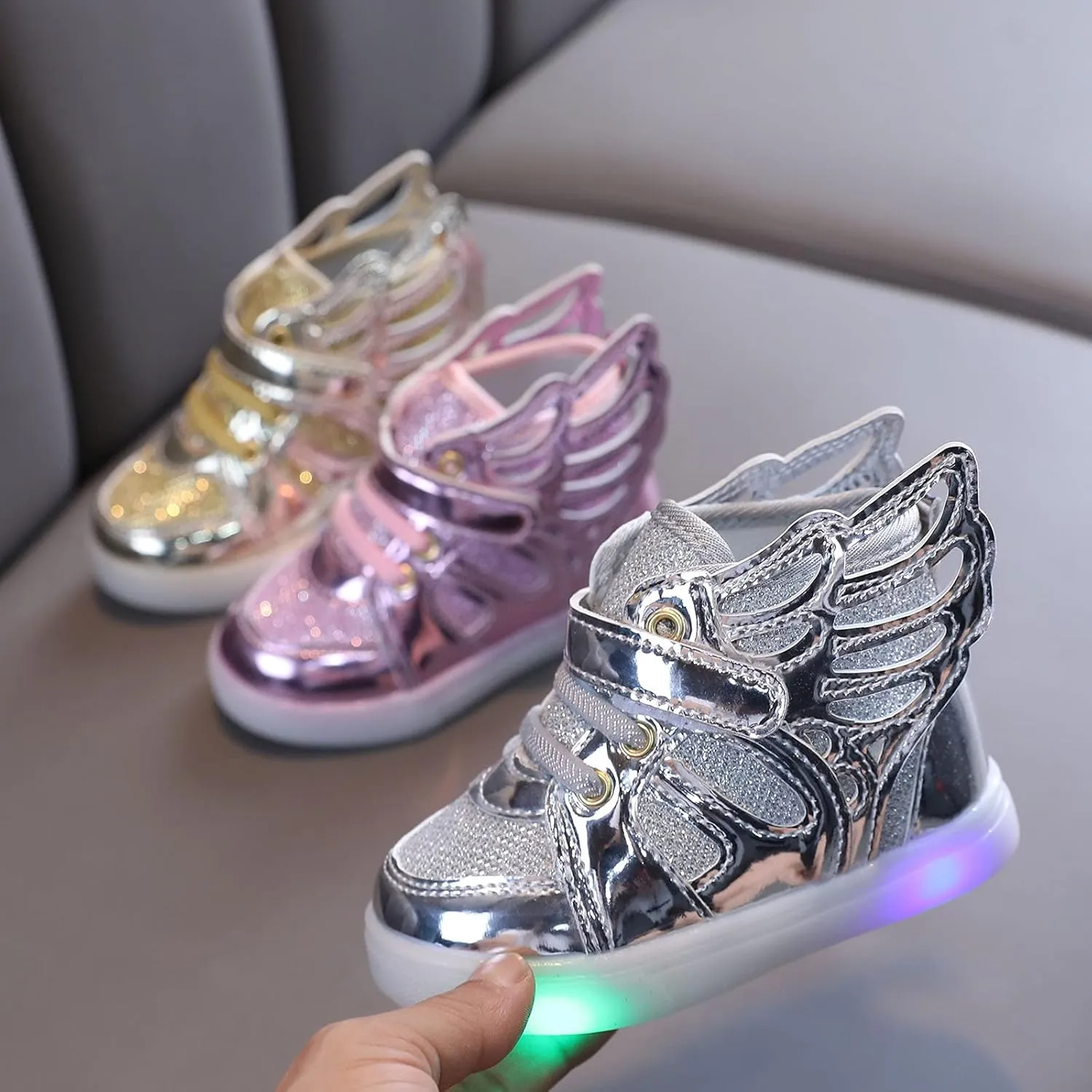 POLG Toddler Led Light Shoes Boy Girl Infant Sneakers Bling Led Light Luminous Sport Shoes Gift for Newborn