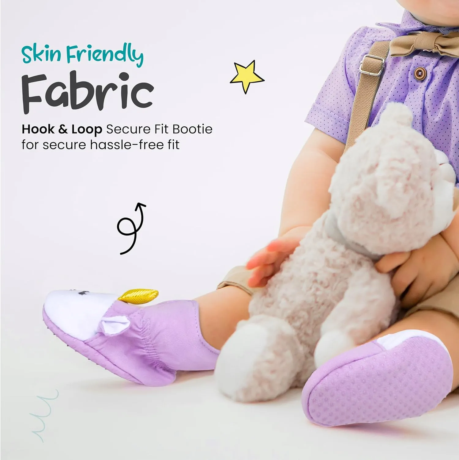 Rising Star Baby-Girl's Fleece Boots 0-12 Months Non Slip Grippers Slippers That Stay on Snow