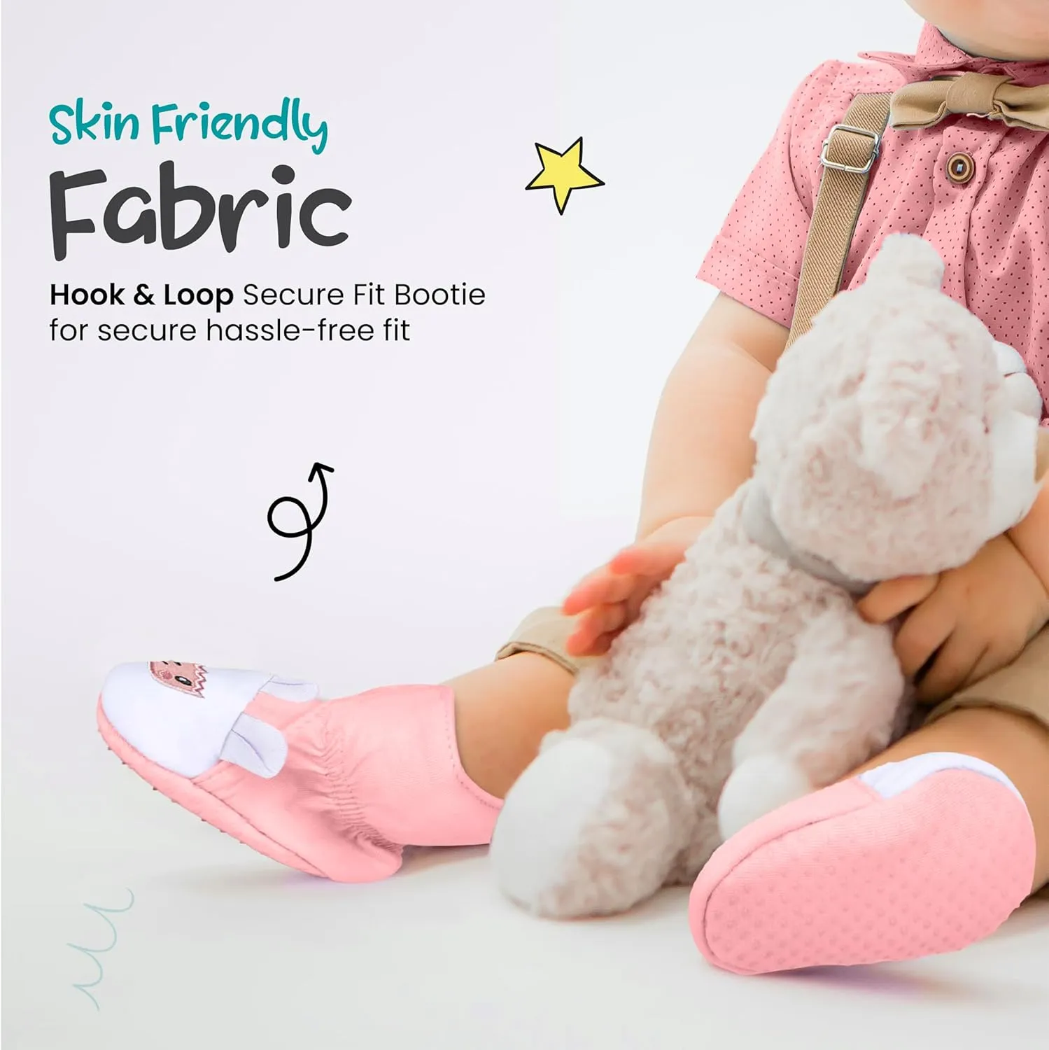 Rising Star Baby-Girl's Fleece Boots 0-12 Months Non Slip Grippers Slippers That Stay on Snow