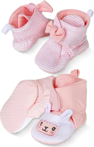 Rising Star Baby-Girl's Fleece Boots 0-12 Months Non Slip Grippers Slippers That Stay on Snow
