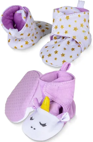 Rising Star Baby-Girl's Fleece Boots 0-12 Months Non Slip Grippers Slippers That Stay on Snow