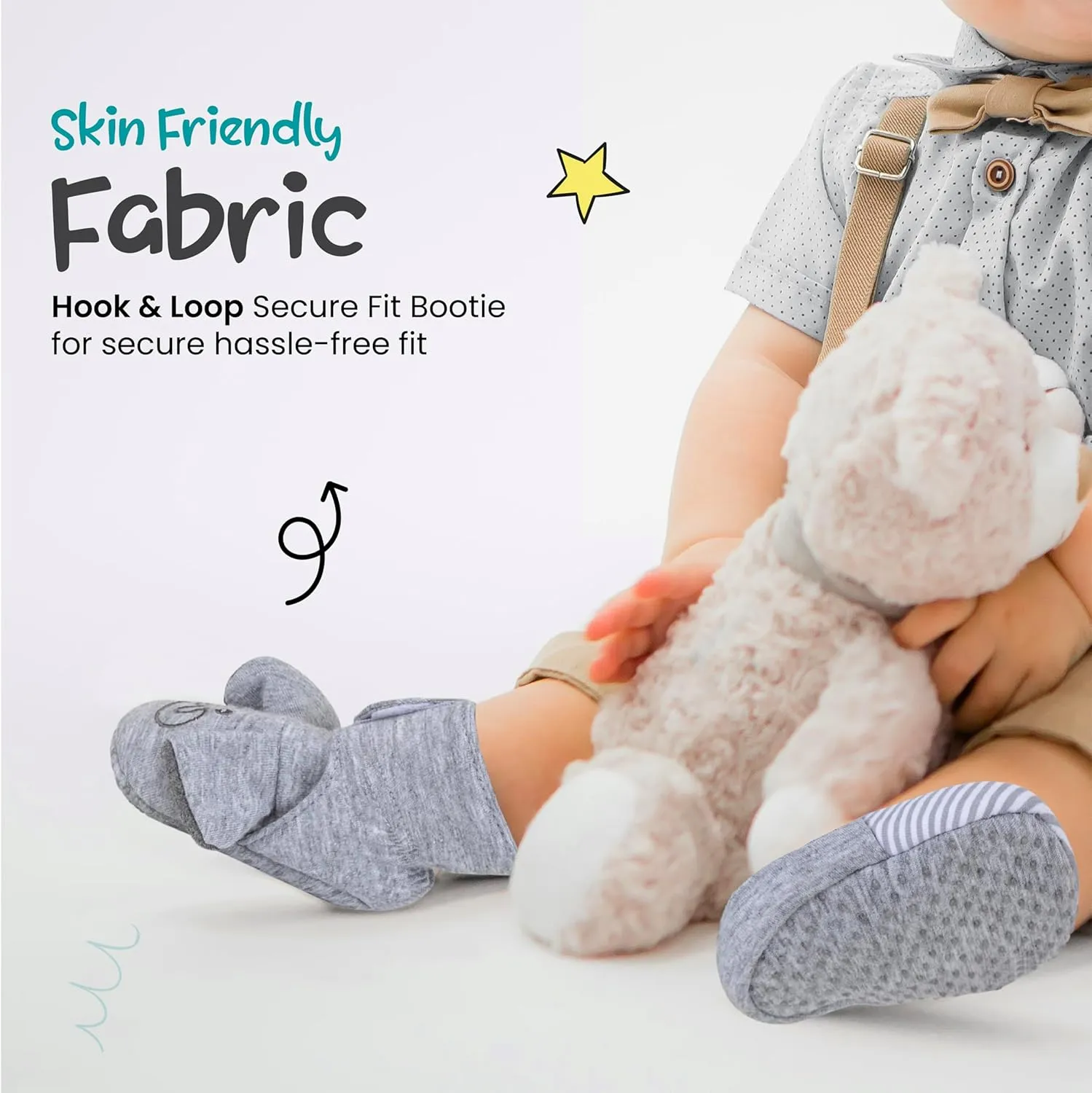 Rising Star Baby-Girl's Fleece Boots 0-12 Months Non Slip Grippers Slippers That Stay on Snow