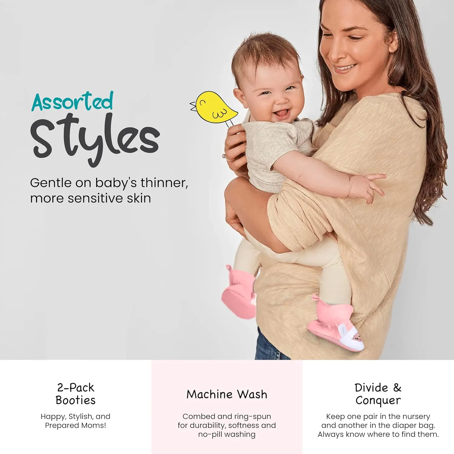 Rising Star Baby-Girl's Fleece Boots 0-12 Months Non Slip Grippers Slippers That Stay on Snow