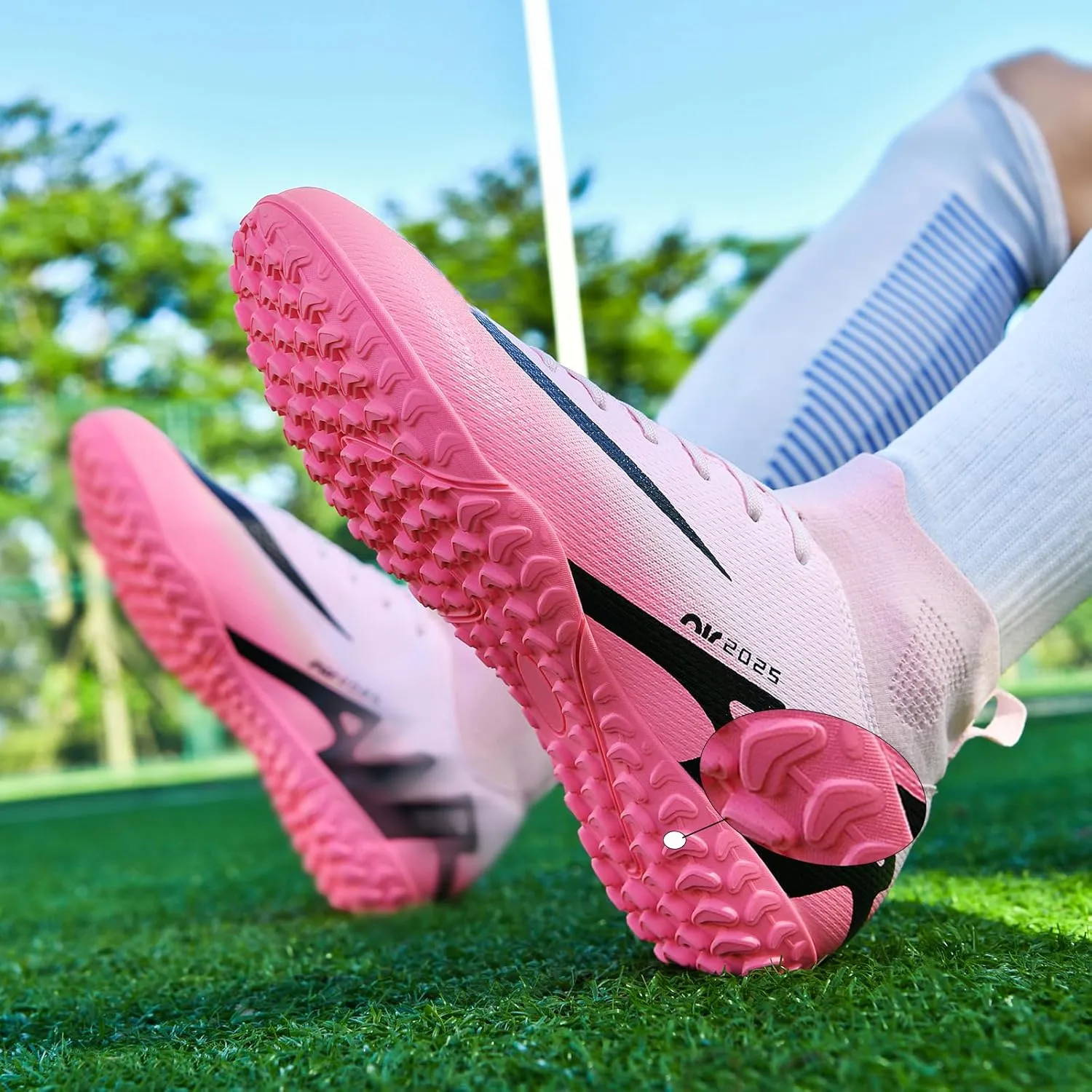 SARW Turf Mens High-Top Soccer Cleats Womens Football Shoes for Boys Girls Beginners Lightweight Youth Professional Indoor Outdoor Black Purple Pink Beige