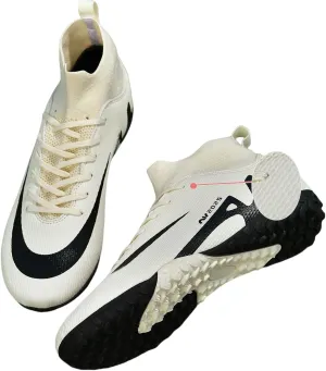 SARW Turf Mens High-Top Soccer Cleats Womens Football Shoes for Boys Girls Beginners Lightweight Youth Professional Indoor Outdoor Black Purple Pink Beige