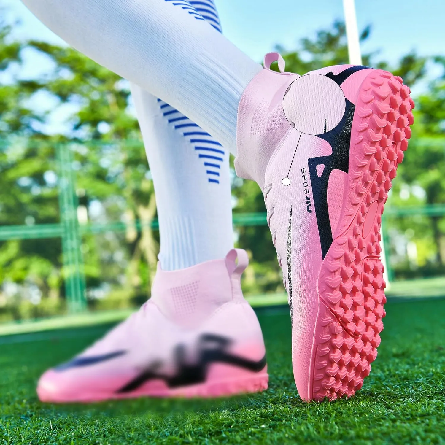 SARW Turf Mens High-Top Soccer Cleats Womens Football Shoes for Boys Girls Beginners Lightweight Youth Professional Indoor Outdoor Black Purple Pink Beige