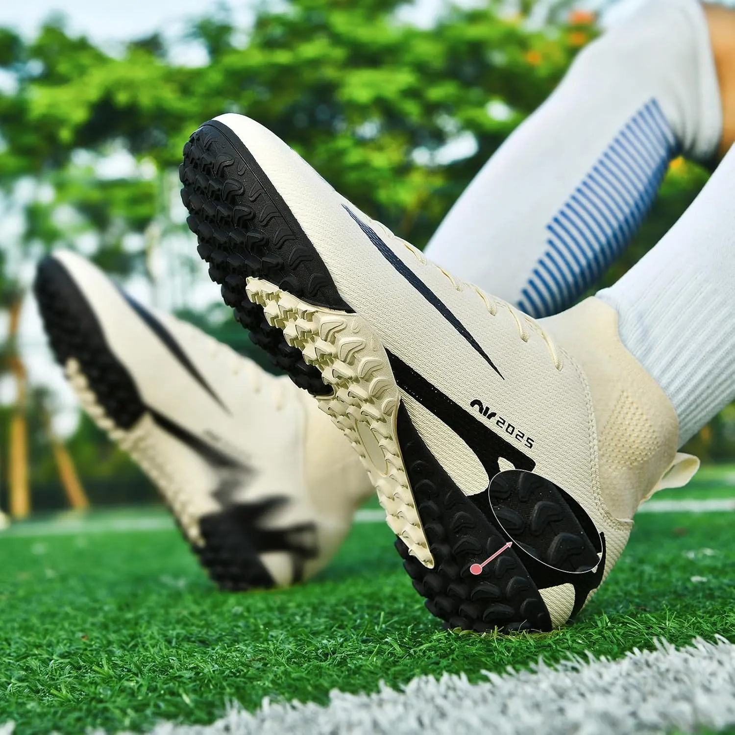 SARW Turf Mens High-Top Soccer Cleats Womens Football Shoes for Boys Girls Beginners Lightweight Youth Professional Indoor Outdoor Black Purple Pink Beige