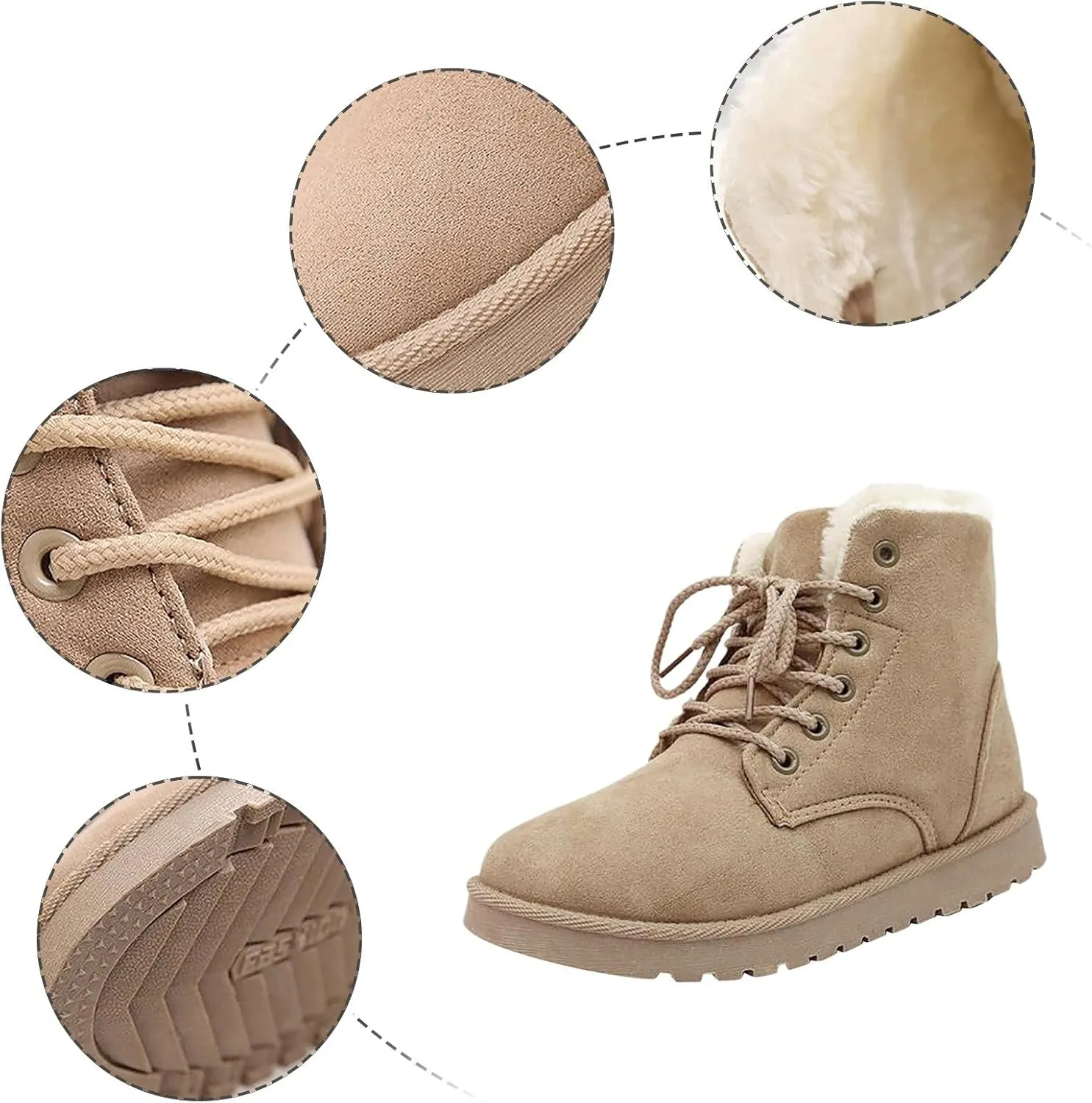 Snow Boots for Women Women's Ankle Boots Winter Cloth Lace up Round Toe Warm Comfortable Outdoor Short Leather Boots
