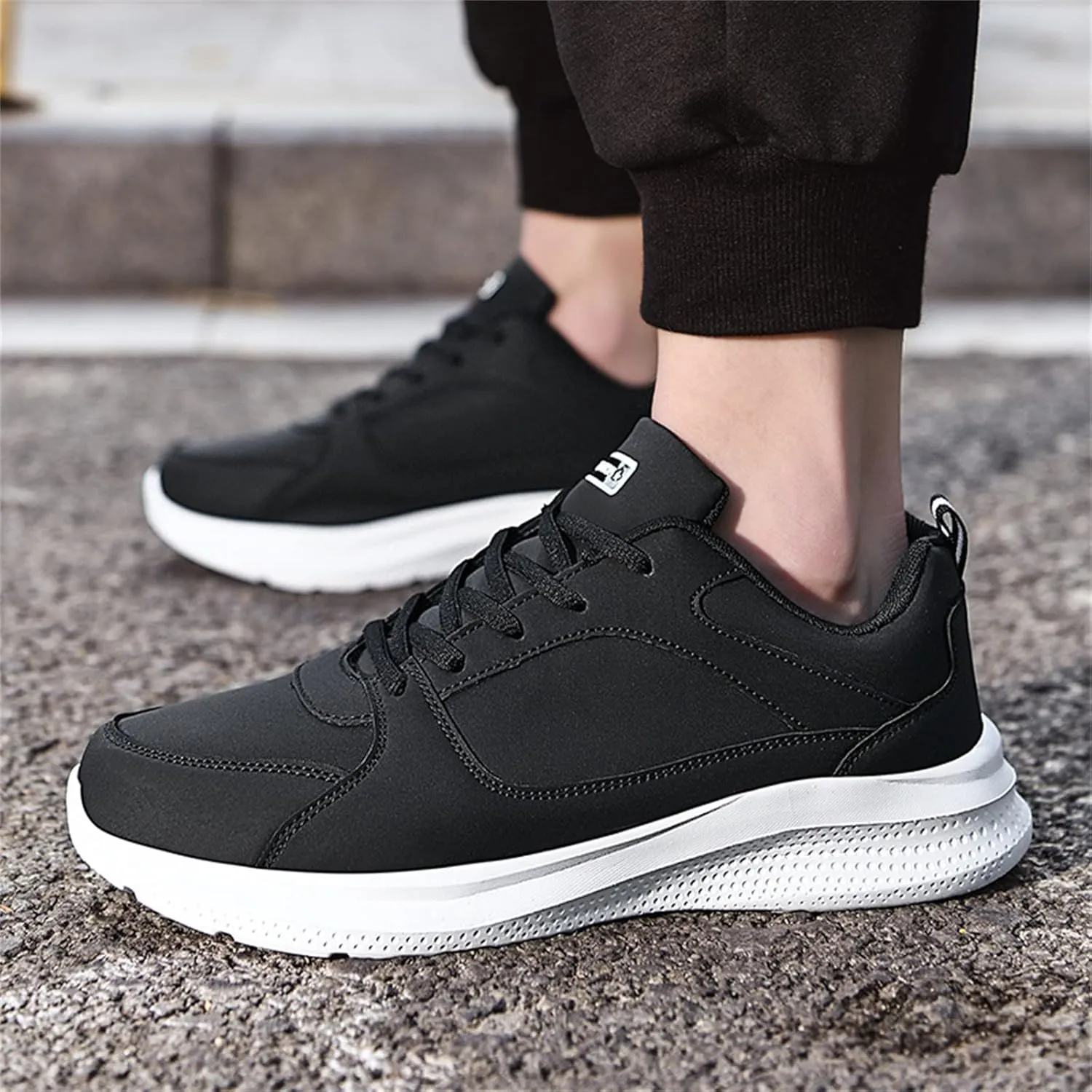 Tennis Shoes for Men Casual Dress Shoes for Men Lightweight Breathable Slip on Running Boots Mens Slip on Walking Blade Tennis Black Sneakers Mens