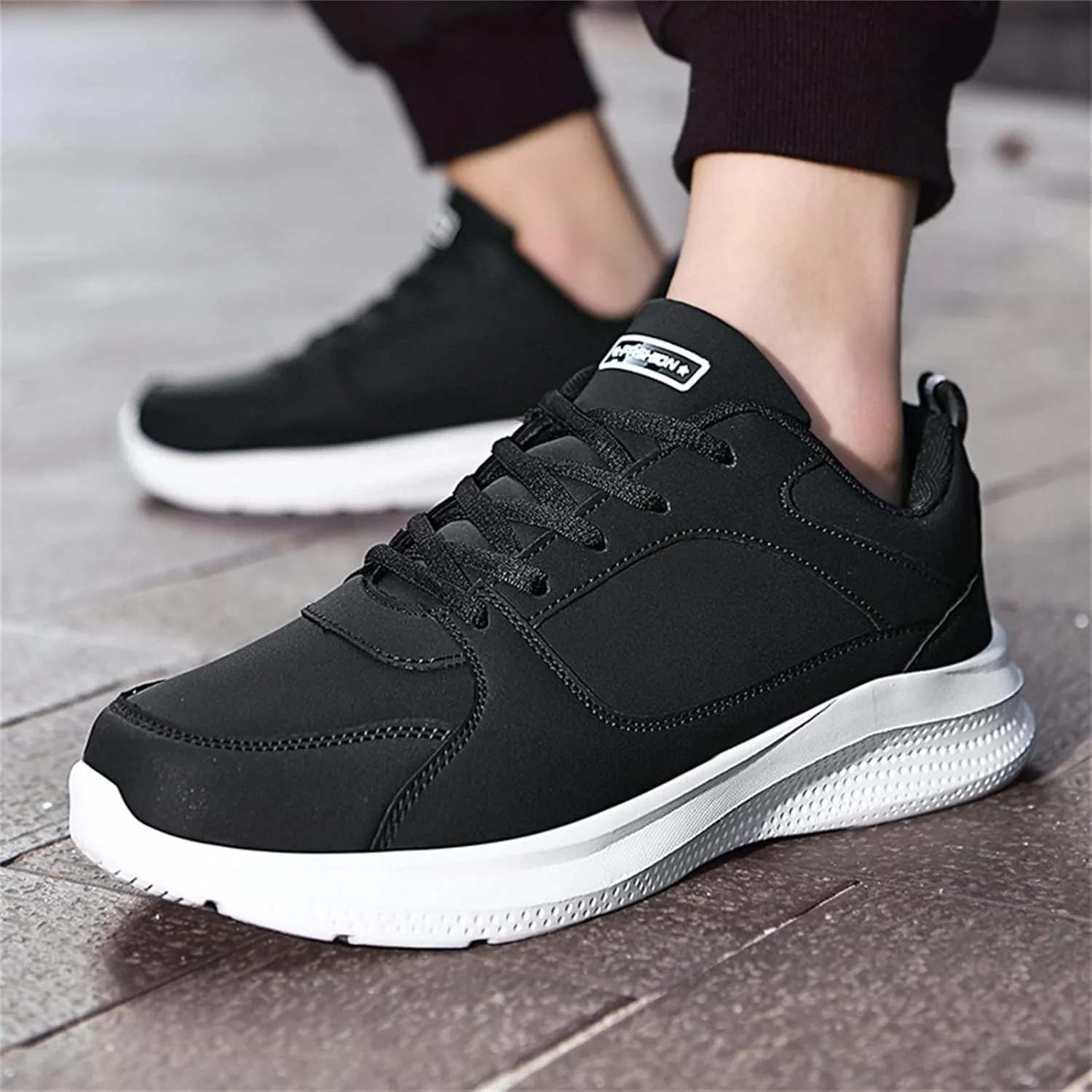Tennis Shoes for Men Casual Dress Shoes for Men Lightweight Breathable Slip on Running Boots Mens Slip on Walking Blade Tennis Black Sneakers Mens